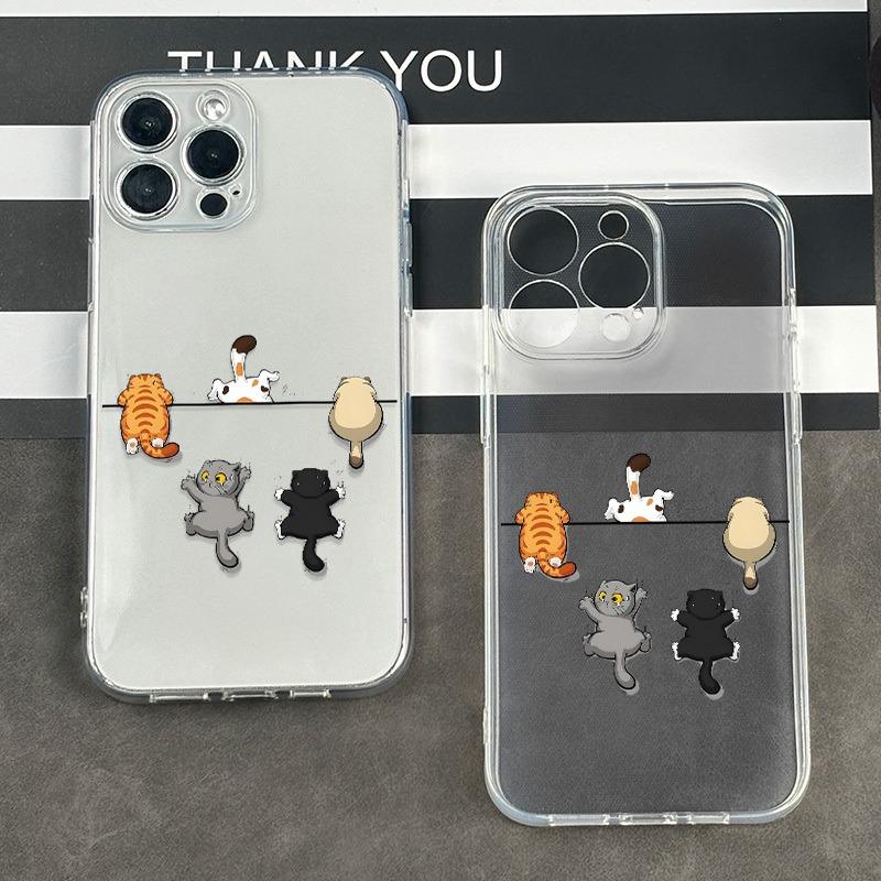 Пять милых чехлов для телефона с рисунком кошек, подходящие для iPhone 17 16 15 14 13 12 11 Pro/Max/Plus, противоударный задний чехол