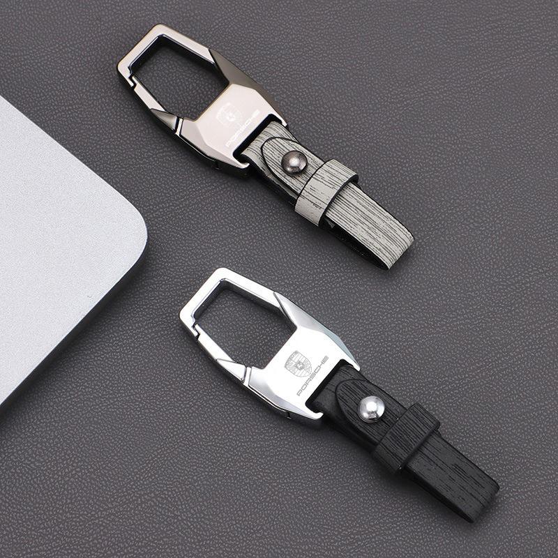 Car Decoration Key Holder Zinc Alloy Keychain Key Ring For Porsche Cayenne Panamera Macan Boxster Cayman 718 911 Sticker xhrg00