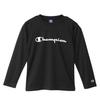 Champion Long Sleeve Crew Script Basic Sports Size 130 Kids' T-Shirt, Neck, Quick-Drying, Logo, T-Shirt, CK-YS407, Black,