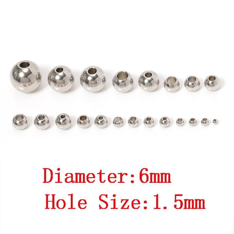 100pcs 3-10mm Stainless Steel Beads for Jewelry Making Loose Spacer Beads Ball Hole 1.2-5mm for Bracelets Jewelry Components DIY