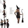 Women Costume Sorceress Halloween Sleeveless V Neck Bubble Witch Cosplay Dress Costume