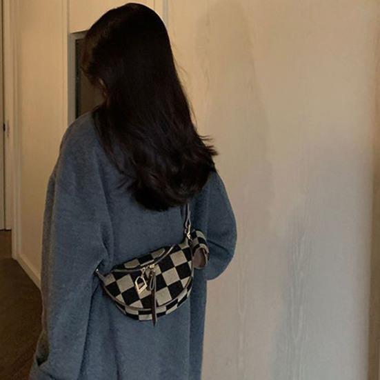 Женская поясная сумка с регулируемыми ремнями, клетчатый принт, двухсторонняя застежка-молния, через плечо
