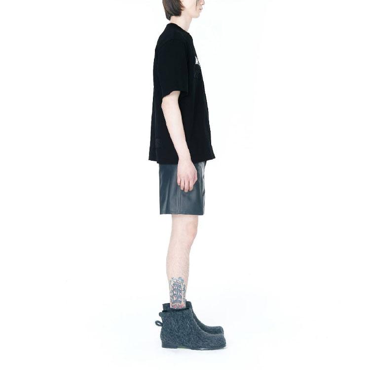 WE11DONE T-Shirts Unisex Black Crew Neck Moderate Straight Fit WD-TT3-22-783-U-BK