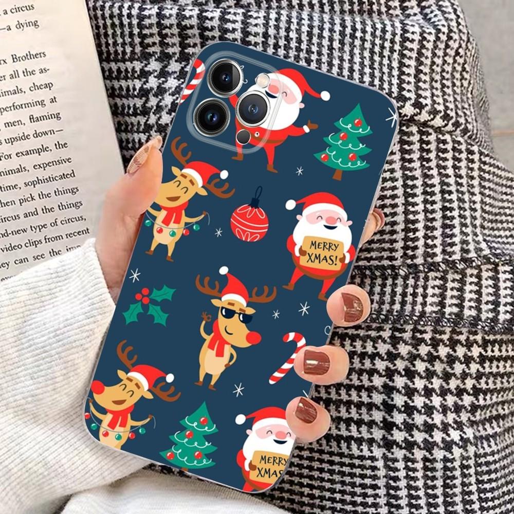 Рождественский Мультяшный Чехол на Телефон для Нового Года для iPhone 15 14 11 12 13 Mini Pro XS Max Чехол 6 7 8 Plus X XR SE 2020 Funda Shell