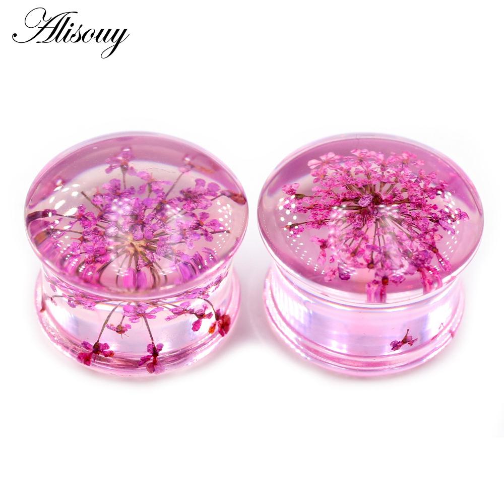 Alisouy 2 шт. прозрачный акриловый цветок лист одуванчик снежинка ушные манометры туннельная пробка носилки расширитель пирсинг украшения для тела