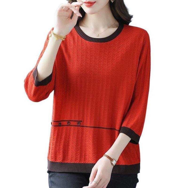 Plus Size Knit Top Women 3/4 Sleeve 2025 Slim Fit Mothers Day Gift