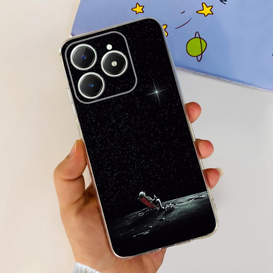 Для Realme C63 4G 2024 Чехол RMX3939 Чехол Милое Сердце Любви Мягкий Прозрачный Силиконовый Защитные Чехлы Для Realme C61 4G C 61 C 63 Funda