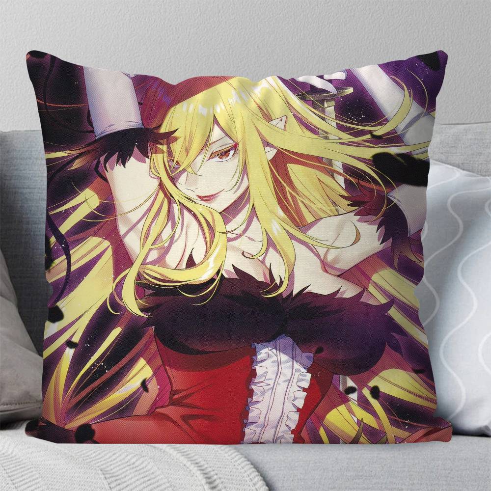 Kizumonogatari Anime Kiss Shot Pillow Case Fashion Square Pillowcase Bedroom Sofa Room Ins Decoration Leisure