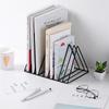 Nordic Wrought Iron Creative Triangle Bookshelf Iron Lp Record Rack Triangle Book Magzine Holder Desk Record Storage Organizer