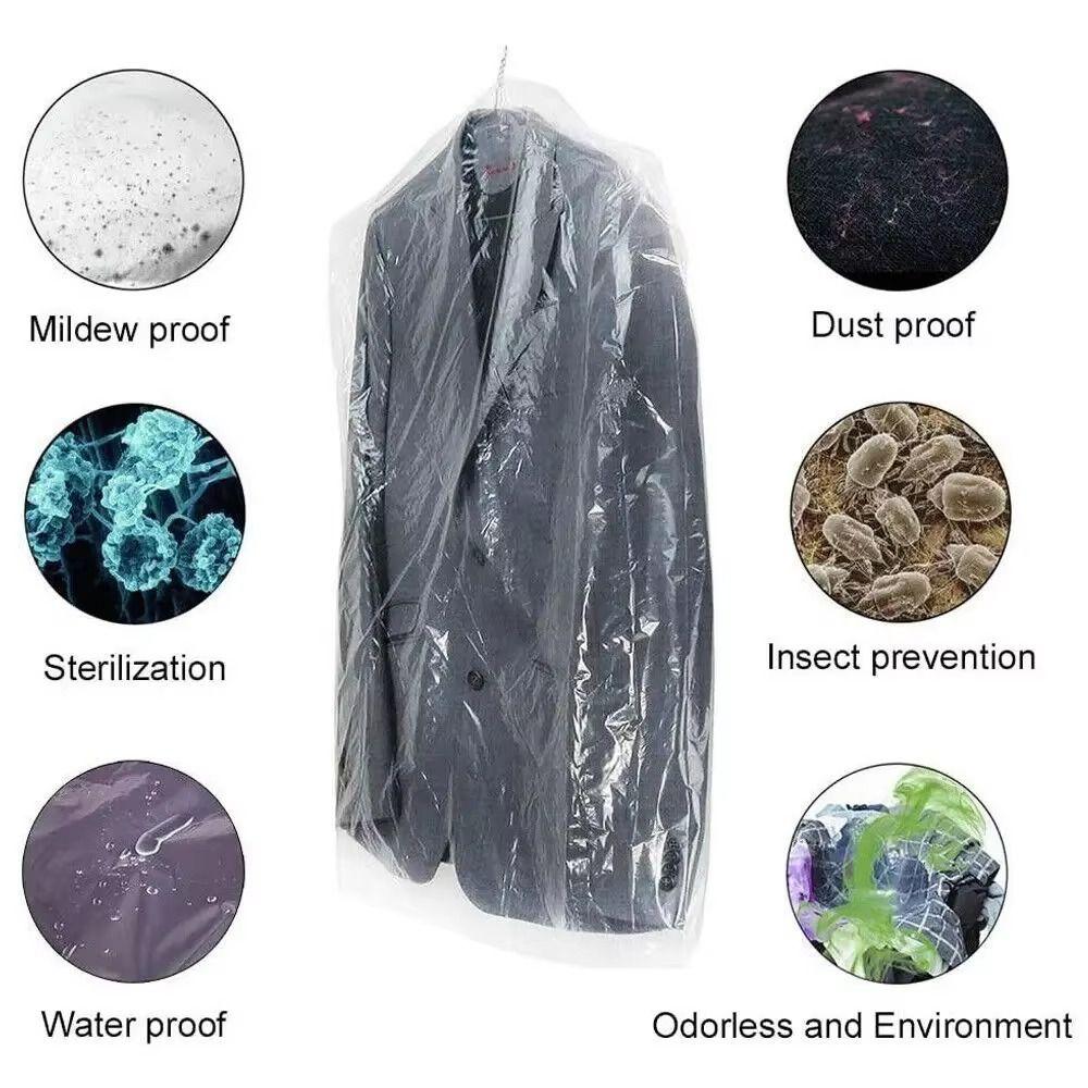10Pcs Thickened Visible Suit Cover PE Clothing Cover Durable Clothing Dust Bag  Household