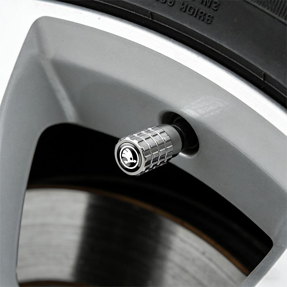 Metal Car Wheel Tire Valve Cap Cover Auto Decoration Accessory For Skoda Yeti Octavia VRS 2 3 a5 Fabia Kodiaq Rapid Karoq Superb WT7
