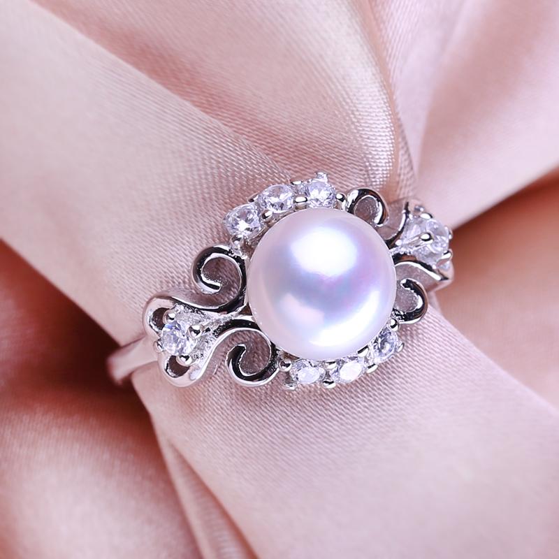 seniko Кольца с натуральным пресноводным жемчугом для женщин, модное женское кольцо с кубическим цирконием и CZ, ювелирные изделия с жемчугом, регулируемое кольцо