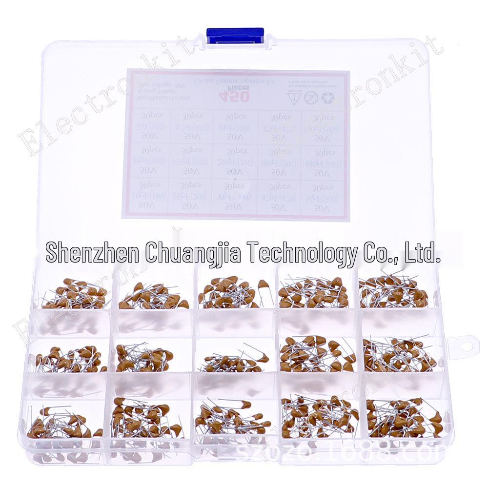 Набор монолитных конденсаторов: 450 штук, 15 типов, 10 пФ - 100 нФ, 50 В