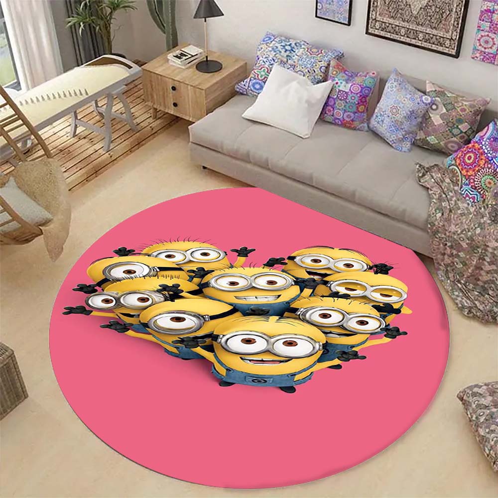 Minions Themed Round Rug Classic Movie Character Printed Circular Mat For Children Bedroom Nursery Playroom Home Decoration
