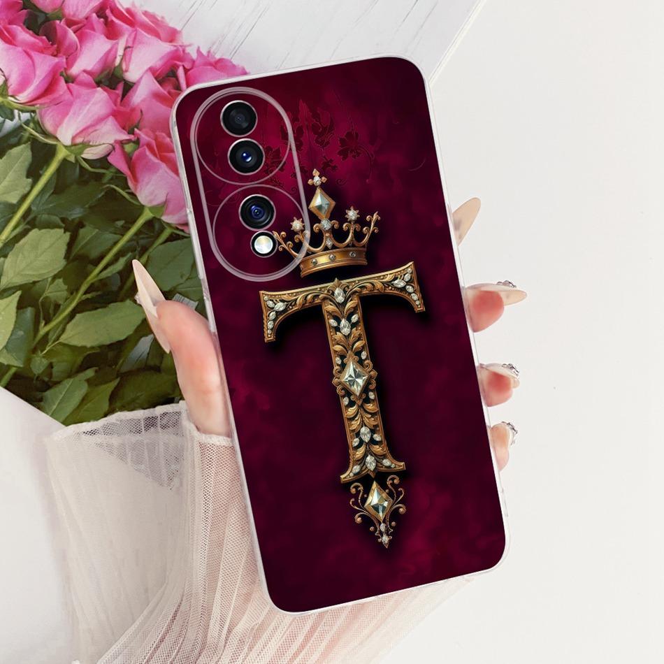 For Honor 70 70Pro Pro+ Royal Crown Initial Letter Couple Phone Case For Honor70 70 Pro Plus 5G Soft Silicone TPU Bumpers