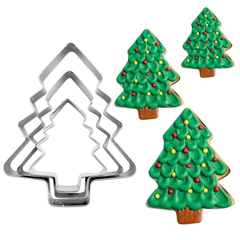 3/5pcsChristmas Snowflake Cookie Mold Stainless Steel Kitchen Baking Tool Gingerbread Man Christmas Tree Chocolate Candy Mold Co