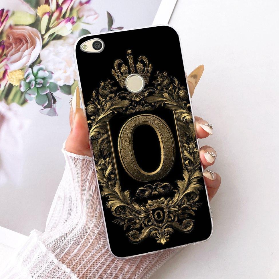 Clear For Huawei P8 Lite 2017 Case Luxury Crown Fashion A-Z Letters 2D Flat Pattern Soft Casing For Huawei PRA-LA1 PRA-LX1 Cover