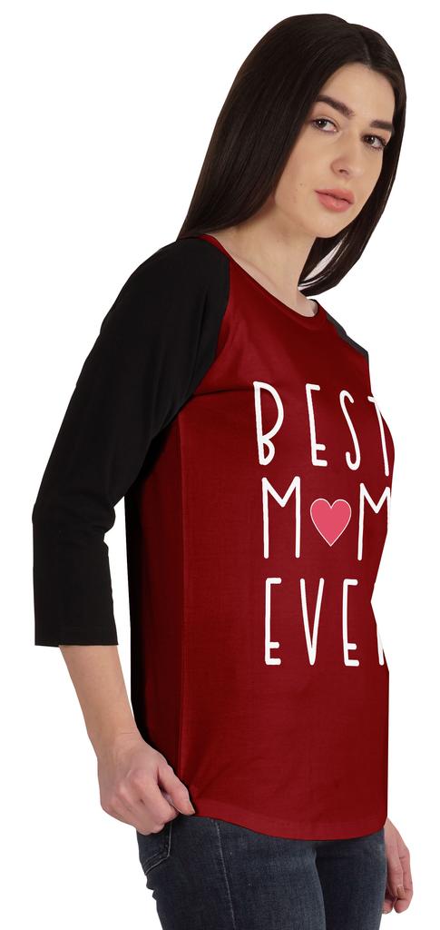 Inkmeso Best Mom Ever Tshirt Raglan Sleeve Mother  s Day Gift Tops Moms Shirt