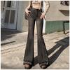2025 Spring & Autumn Women's High-Waist Slimming Micro-Flare Jeans with Frayed Design
