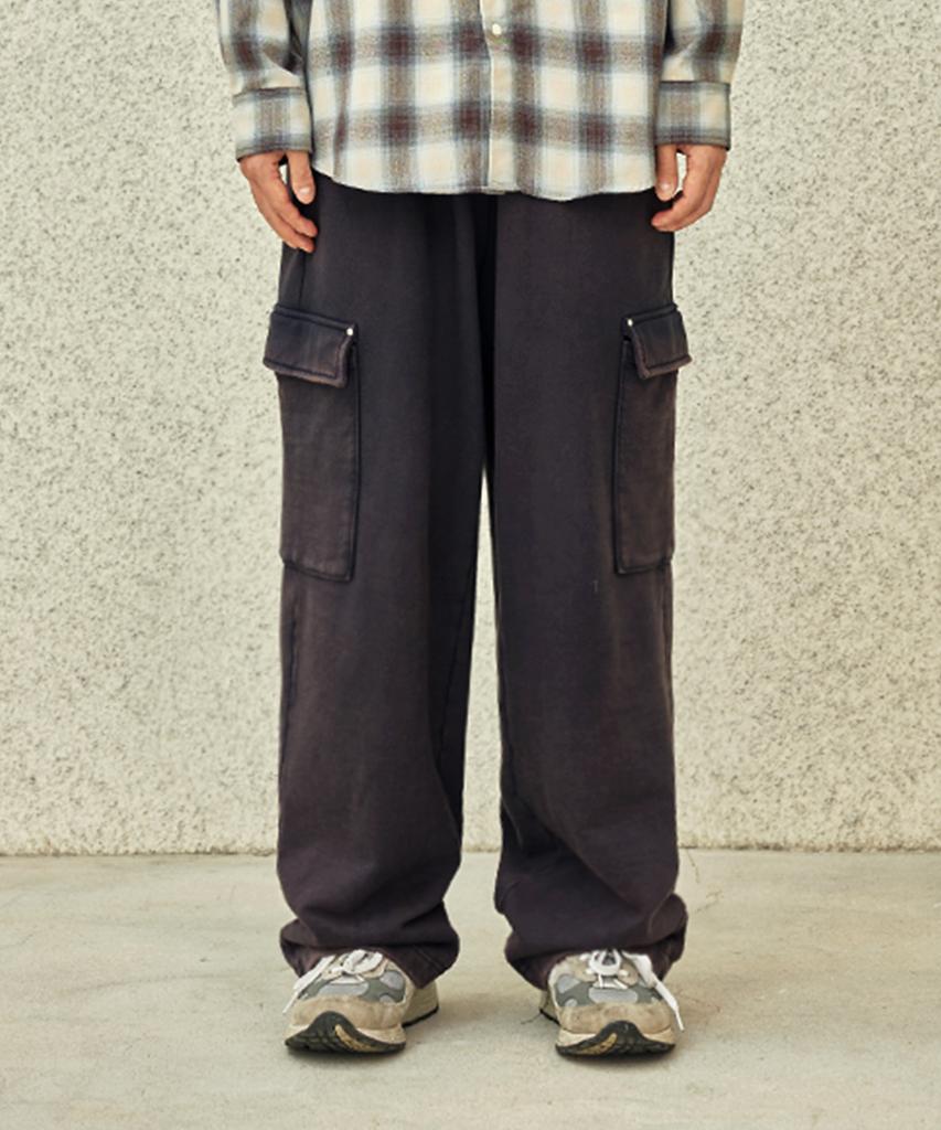 BALLUTE Washed Dying Cargo Sweat Pants (Navy)