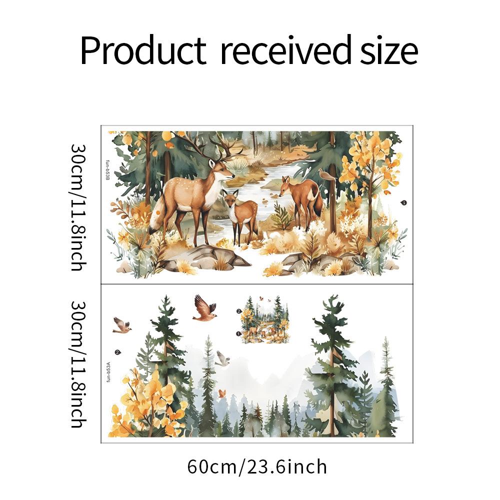 Fun-b53 Мультфильм Олень Лес Детская Комната Детский Сад Домашний Фон Ландшафтный Дизайн Наклейка На Стену