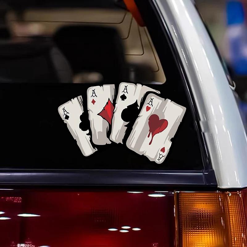 Покерные пики Узор Мотоцикл Наклейки Мотокросс Топливный бак Кафе Racer Кузов Окна автомобиля Забавные украшения Наклейки для игральных карт
