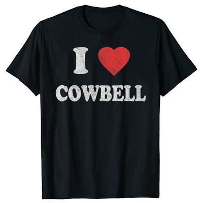 Новая мужская футболка I Love Cowbell Оверсайз с принтом Повседневная футболка Повседневная с коротким рукавом Винтажная футболка для пар