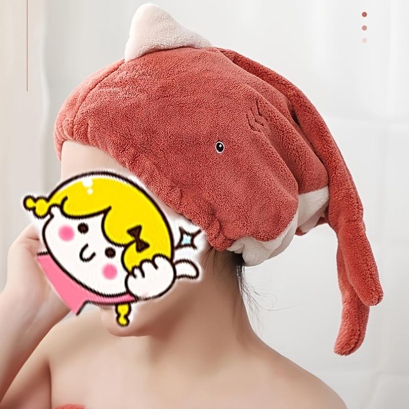 2 шт. Ультрамягкая шапочка для сушки волос из кораллового флиса с дизайном рыбок, быстросохнущая абсорбирующая обертка-полотенце, милый подарок для домашнего использования, смесь полиэстера, машинная стирка