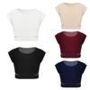 Kids Girls Cap Sleeves Cutout Waist Tanks Bra Crop Top Ballet Dance Costumes Workout Active T-Shirt