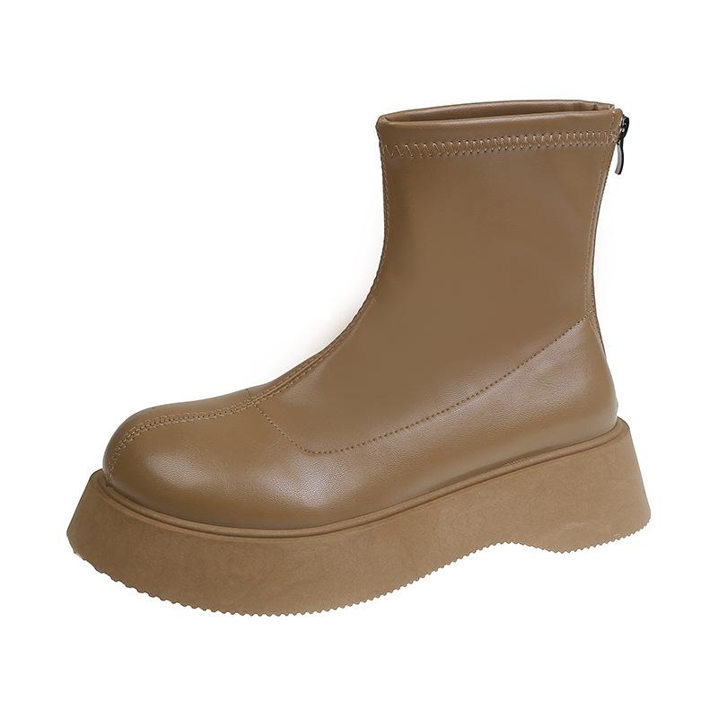 Кожаные белые короткие ботинки женские 2025 новые осенне-зимние ботинки обувь на платформе универсальные одинарные ботинки маленькие ботинки Мартин