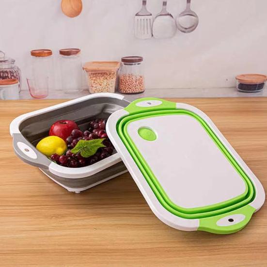 Folding Cutting Board with Deep Groove Design Anti-mildew Non-slip Easy To Clean Multifunctional Drainer Basket
