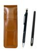 2 шт. в упаковке: тонкий пенал из воловьей кожи, коричневый, в форме ручки, ластик, черный и металлический цвет, механический карандаш, черный ASCMC46B-SI2067SP-B-2