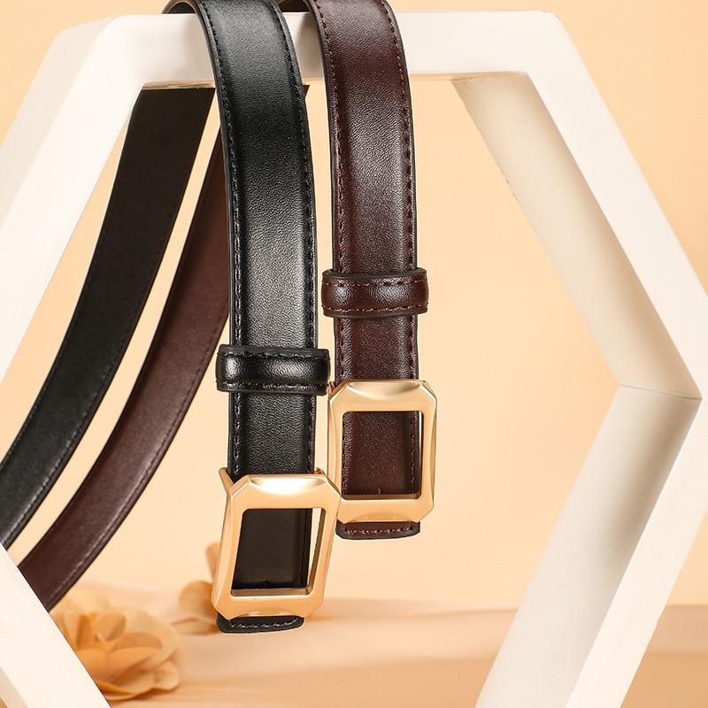 Womens Genuine Leather Belt Jeans Versatile Smooth Buckle Waist Strap