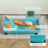 Small Animal Cage with Wheels, Bottle Feeder, Hay Dispenser for Rabbits and Guinea Pigs, 89x44x43 cm, Blue