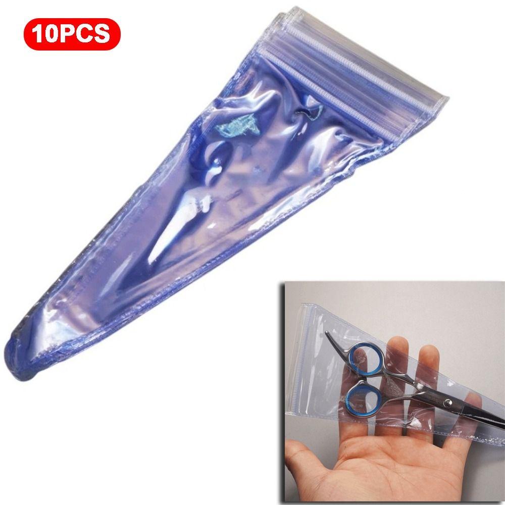 10Pcs PVC Hair Scissor Sleeves Self-Sealing Tool Protection Bag Scissors Bag Sharpening Aftercare