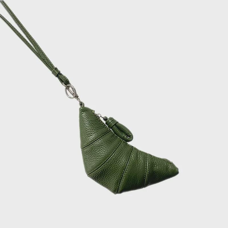 Мини-сумка-круассан из натуральной кожи LE для наушников и ключей - женская сумка-мессенджер из овечьей кожи.