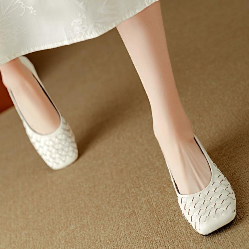 Мода 2024 Весенне-осенний сезон Квадратный носок Низкий каблук Туфли-лодочки Женская обувь Балетки Плоский каблук Лоферы