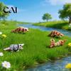Cartoon Animal Figures 3D Printed Articulated Figurine, Flexible Ornament for Desk Decoration & Creative Party Favors Stress Relief, Plastic
