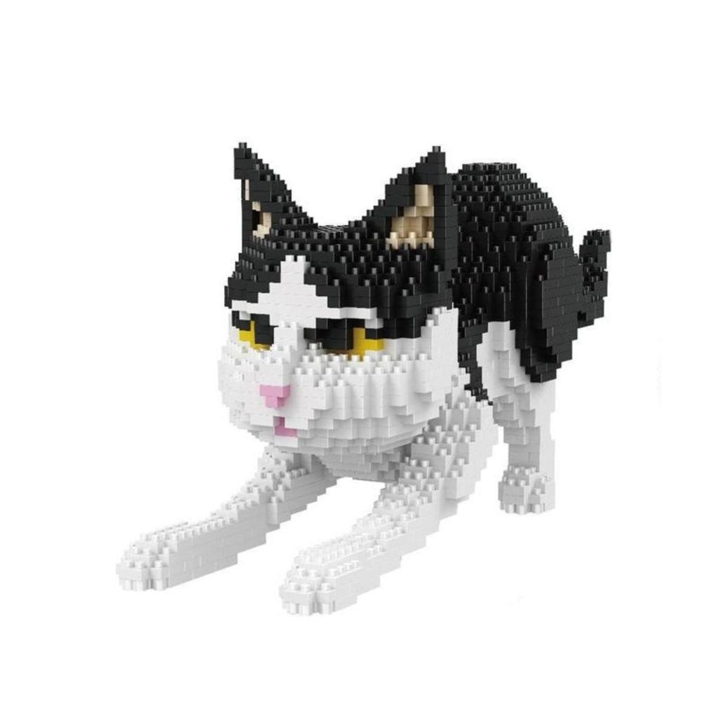 16039 Персидская кошка, черный котенок, животное, подставка для домашних животных, 3D модель, сделай сам, мини алмазные блоки, кирпичи, строительные игрушки для детей, без коробки