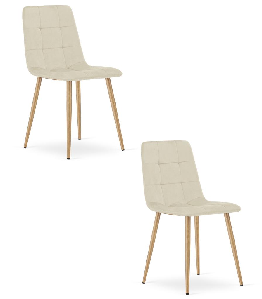 KARA chair - light beige velvet / wood-colored legs x 2