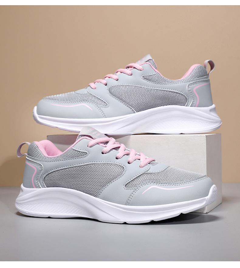 Женская черная сетчатая дышащая спортивная обувь Jinjiang - легкая весенне-летняя обувь для бега и повседневных путешествий для студентов