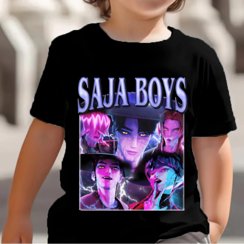 KPop Охотники на демонов Saja Boys Детские футболки Для девочек Мальчиков Мультяшные Топы с коротким рукавом Для фанатов аниме Футболка Детская одежда