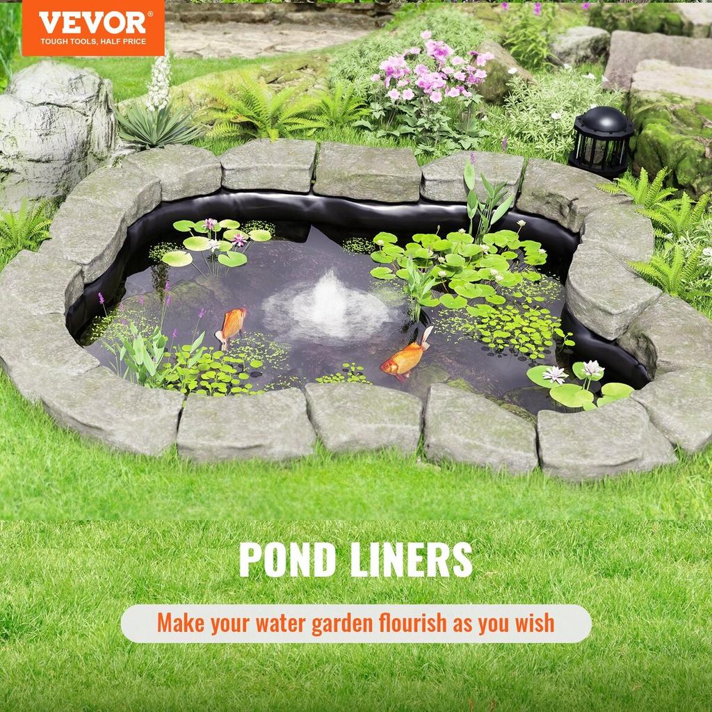 Pond Liner, 30 x 35 ft 45 Mil Thickness, Pliable EPDM Material Pond Skins, Easy Cutting Underlayment for Fish or Koi Ponds, Water Features, Waterfall