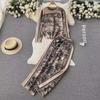 European 2022 Autumn/Winter Slim Fit Animal Pattern Knit Sweater & Wide-Leg Pants Set