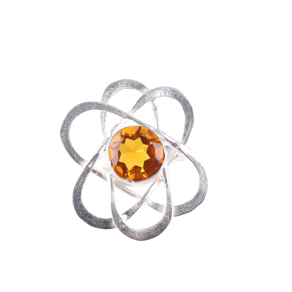 Citrine Gemstone 925 Sterling Silver Jewelry Handcrafted Ring Gift For Mother RR-21-6