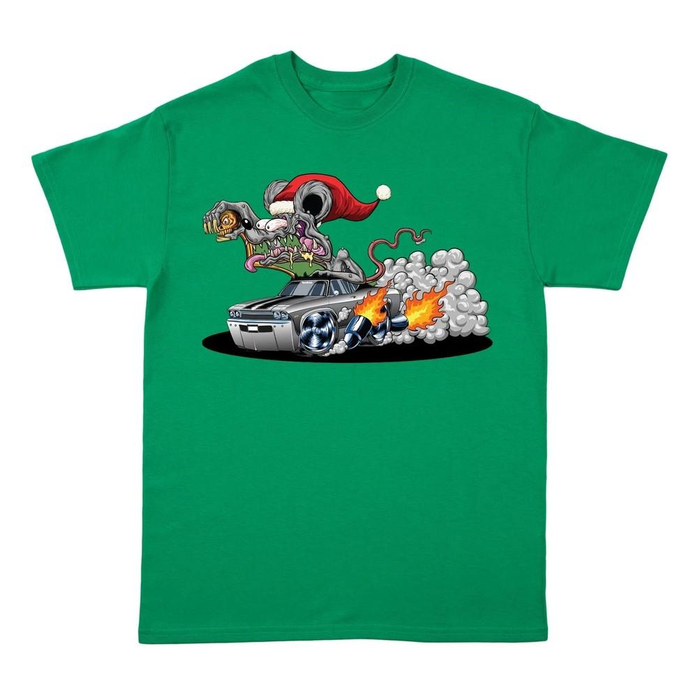 Эд Рот RAT FINK Рождественский Праздничный Санта Рубашка Зеленая Унисекс S-5XL HS351 Унисекс Футболка