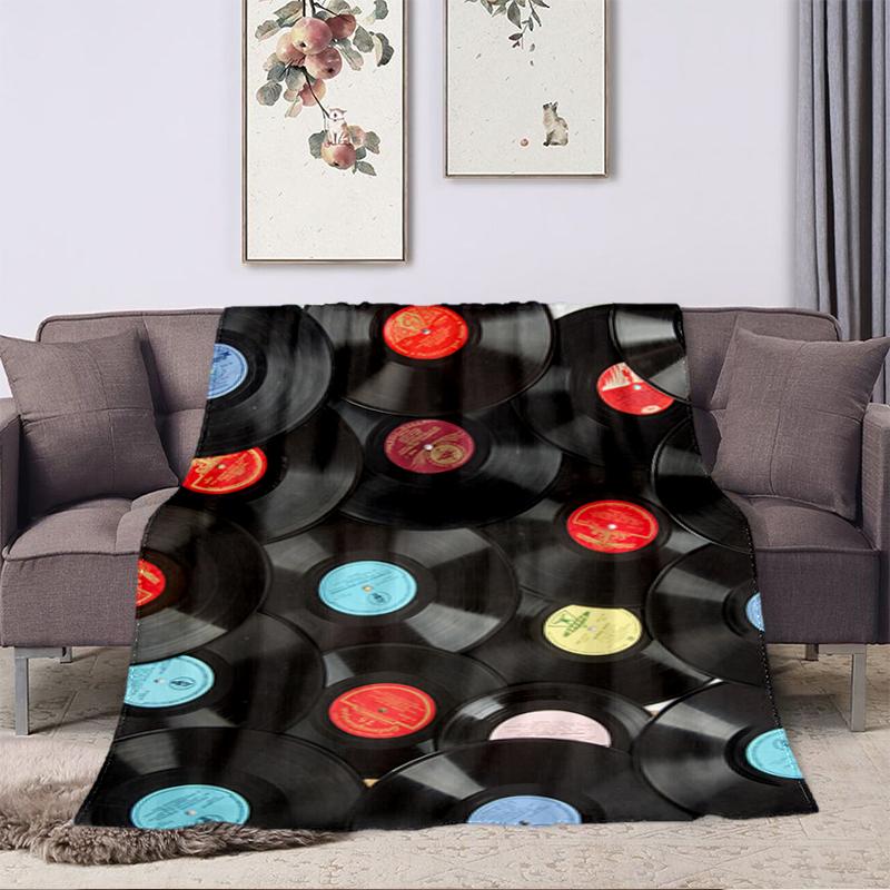 1PC Music Records printed blanket, all season lightweight home office outdoor nap multifunctional blanket A13