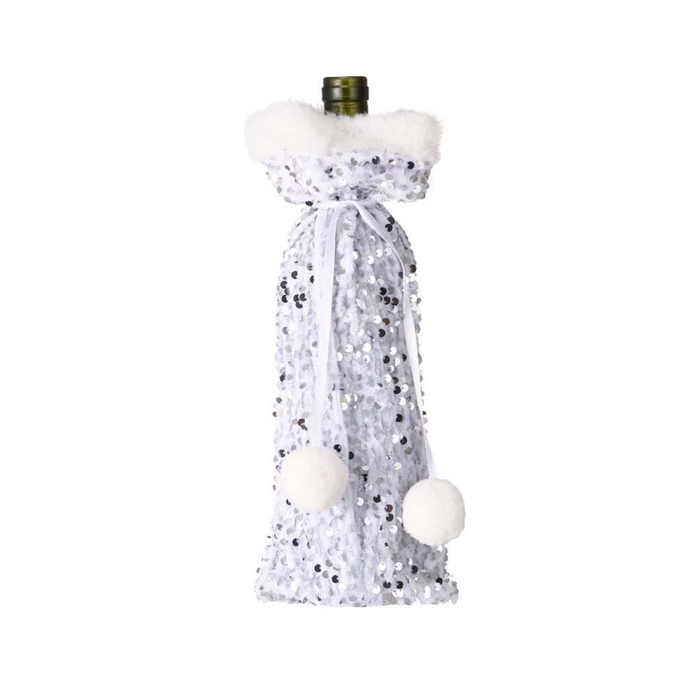 Cute Xmas Wine Bottle Cover Plush Ball Santa Claus Wine Bags Christmas Wine Bottle Bags Home Decor