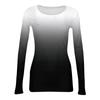 Women's  And Winter Slim Bottom T-shirt Fashion Casual Gradient Printing Round Neck Pullover Long Sleeve Top