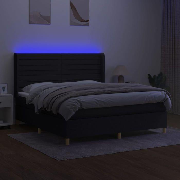 VidaXL Slat Bed Base with Mattress and LED, Upholstered Bed, Double Bed, Adult Bed for Interior Bedroom, 3138975